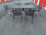 Gorgeous Heavy Woodard Wrought Iron Set Table & 6 Barrel Chairs***