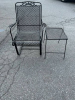 Beautiful Heavy Wrought Iron Woodard Set Rocker and Side Table *