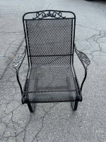 Beautiful Heavy Wrought Iron Woodard Set Rocker and Side Table *