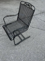 Beautiful Heavy Wrought Iron Woodard Set Rocker and Side Table *