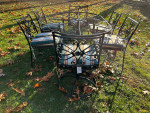 Gorgeous Heavy Wrought Iron Patio Set Large Table, 6 Chairs OBO **