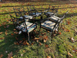 Gorgeous Heavy Wrought Iron Patio Set Large Table, 6 Chairs OBO **