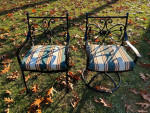 Gorgeous Heavy Wrought Iron Patio Set Large Table, 6 Chairs OBO **