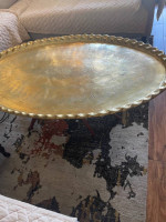 brass coffee table, 2 sides tables and gang, antique