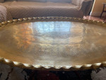 brass coffee table, 2 sides tables and gang, antique