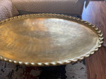 brass coffee table, 2 sides tables and gang, antique