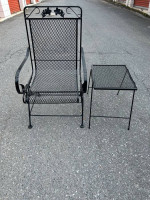 Beautiful Wrought Iron Woodard Patio Set Rocker and Side Table *