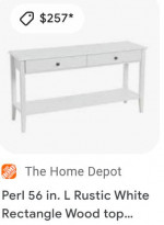 Cedar Springs Rectangular White Wood 2 Drawer Console Table