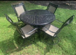 Beautiful Cast Aluminum Patio Set Large Table & 4 Swivel Chairs LOWERE