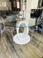 Round glass table and chairs