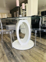 Round glass table and chairs