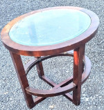 Table End Wood Oval with Glass