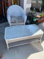 Wicker Coffee Table & Chair
