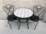 3pc Black & White Bistro Table & Chairs