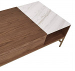 Brand New in the Box Rivet Modern Wood Coffee Table walnut and brass