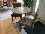 Sharp 3pc Pedestal Dining Table & Chairs 30 x 30