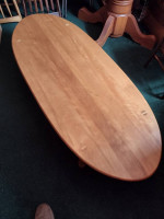 Solid maple surfboard- shape coffee table