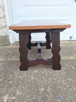 French Country Oak End Table Hammered copper finish on top