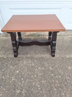 French Country Oak End Table Hammered copper finish on top