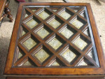 Wood Square End Table w/Glass Top and Pull-Out Table