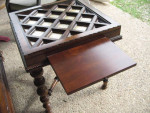 Wood Square End Table w/Glass Top and Pull-Out Table