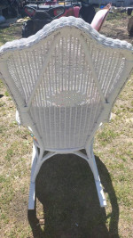Wicker- like and wood rocker ( LIKE NEW ) with cushions and dice table