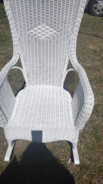 Wicker- like and wood rocker ( LIKE NEW ) with cushions and dice table