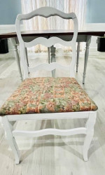 Distressed Wood/White Dining Table with 6 Chairs
