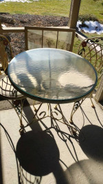 Wrought Iron Bistro Table with 2 Wrought Iron Chairs Patio