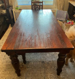 7 FT. Dining table, bench and chairs