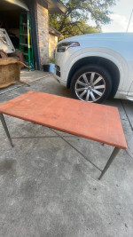 Burnt Orange Vinyl Topped Metal Based Solid Coffee Table