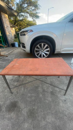 Burnt Orange Vinyl Topped Metal Based Solid Coffee Table
