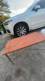 Burnt Orange Vinyl Topped Metal Based Solid Coffee Table
