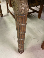 Beautiful wood table wleaf, & barley, twist, legs, gold accents, paired with 4 f