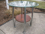 Terrific Round Beveled Glass Table With Lower Shelf