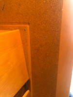 Coffee table ceramic tile on the top and wood trim
