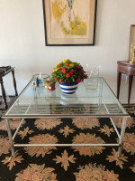 Large Glass Top Coffee Table - 20th C Mod and Classy