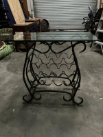 * Black Metal "Wine Rack" Table w Glass Top - Dining Console Buffet