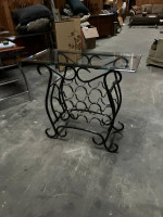 * Black Metal "Wine Rack" Table w Glass Top - Dining Console Buffet