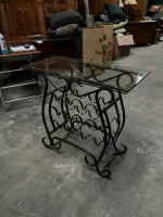* Black Metal "Wine Rack" Table w Glass Top - Dining Console Buffet