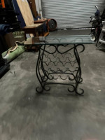 * Black Metal "Wine Rack" Table w Glass Top - Dining Console Buffet