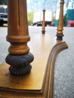 *Hollywood Regency Faux Bamboo Gold Gilt Wood Glass Top Coffee Table