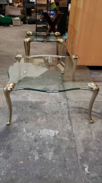 * Hollywood Regency Glass Top / Serpent Legs COFFEE TABLE & END TABLE!