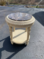 Kincaid French Louis XVl Marble Top End Side Accent Round Table