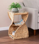 NEW Water Hyacinth Accent Side End Table Woven Seagrass