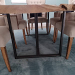 77 x 54 x 2.25 Maple Spalted Live Edge Slab Table + 6 Hooker Chairs