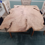 77 x 54 x 2.25 Maple Spalted Live Edge Slab Table + 6 Hooker Chairs