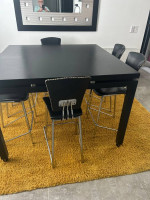 Black square high table plus 6 chairs
