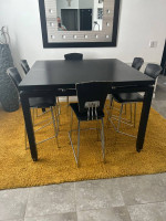 Black square high table plus 6 chairs