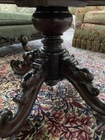 Victorian Solid Walnut Coffee Table hand carved pedestal